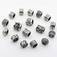 8mm Big Hole Beads 316L Stainless steel Spear Tube Beads Viking Symbol Pattern Charm Beads For Leather Bracelet Jewelry Making 2024 - buy cheap