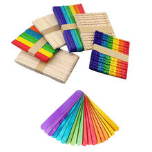 100piece/Set Natural Wood Ice Cream Sticks Art Ice Cream Tools Colored Wooden Popsicle Sticks Kids DIY Hand Crafts 2024 - buy cheap