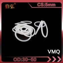 Anillo de silicona blanca, junta tórica de silicona/VMQ CS, 5mm, OD30/35/40/45/50mm, 5 unids/lote 2024 - compra barato