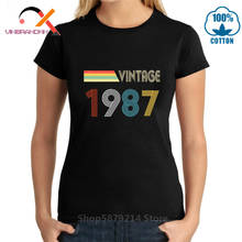 Vintage 1987 T shirts women Retro Born in 1987 T-shirt 80s Apparel Youth 33th Year Birthday gift Classic Fashion Clothing 2024 - buy cheap