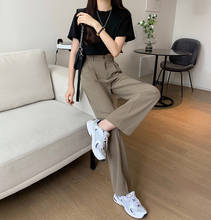Spring Autumn High Waist Casual Office Pants Female Summer Full Length Loose Wide Leg Pants Straight Tube Trousers BF Wind 2024 - buy cheap