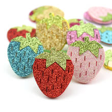 28Pcs 3*3.5cm Glitters Strawberry felt Padded Appliques for Kids Hairpin headwear accessories BB Clip Shiny Decoration wholesale 2024 - buy cheap