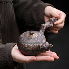 Новый китайский керамический чайник, керамический чайник с боковой ручкой, чайник ручной работы, антикварная чайная посуда, чайная церемония, Подарки 220 мл 2024 - купить недорого