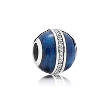 Pingentes de prata esterlina azul 925, miçangas redondas, claro, compatível com pandora, pulseiras femininas, colares, jóias diy 2024 - compre barato