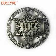 Bullzine wholesale zinc alloy Sheriff belt buckle with silver finish FP-03342 suitable for 4 cm width belt 2024 - buy cheap