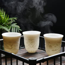 Embossed Tea Cup Big Volume Dragon Phoenix Teacup Zen Jade Porcelain Tea Bowl As Collection Master Puer Tea Cups 2024 - buy cheap