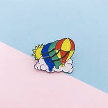 Cartoon Rainbow Sun Hot Air Balloon Cloud Enamel Brooch Alloy Badge Denim Clothes Bag Pin Cute Sweet Jewelry Gift For Friends 2024 - buy cheap