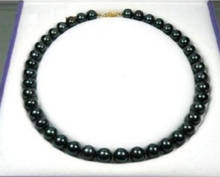 Exquisite 9-10 mm black Tahitian AAA++ Pearl Necklace 18" 2024 - buy cheap