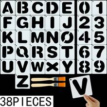 36 Templates + 2 Brushes/Sets Alphabet English Letters Stencils Painting Scrapbooking Stamping Embossing Album Paper Template 2024 - buy cheap