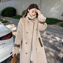 Пальто из искусственного меха Hstar, зима 2020, новое корейское пальто, свободное короткое пальто из натуральной овечьей шкуры, Тедди, Женское зимнее пальто 2024 - купить недорого