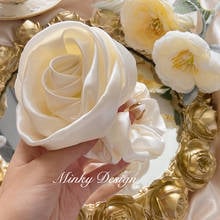 White Rose Satin Elastic Hair Bands Hair Ties Ropes Handmade Colorful Pearl Silk Flower Hair Accessories Rubber Bands Wholesale 2024 - buy cheap