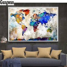 Tamanho grande quadrado completo broca redonda pintura diamante mapa do mundo landspace diamante bordado ponto cruz resina escritório decoração da parede 2024 - compre barato