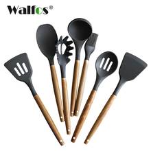 Walfos Food Grade Silicone Wood Handle Cooking Utensils Cookware Kitchen Cooking Tools Spatula And Ladle Kitchenware 2024 - buy cheap