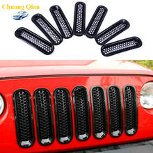 Racing Grills 7Pcs Black ABS Mesh Front Grill Insert Grille Trim Cover For Jeep Wrangler JK 2007-2018 Auto Car Accessories 2024 - buy cheap