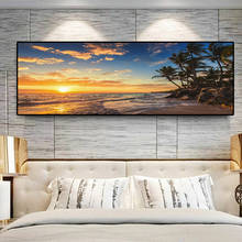 Pôr do sol Praia Coqueiro Panorama Paisagem Cartazes e Cópias de Pinturas Da Lona Retrato Da Arte Da Parede para Sala de estar Decoração de Casa 2024 - compre barato