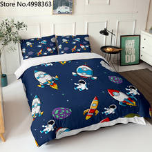 Cartoon Astronaut Outer Space Bedding Set Fashion Boys Home Bed Linen Set 2/3 Piece Microfiber Duvet Cover Set with Pillowcase 2024 - buy cheap