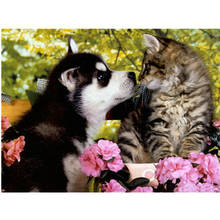 Pintura de diamante 5d Diy de Husky Dog Cat, mosaico con diamantes de imitación cuadrados o redondos, bordado de imágenes 2024 - compra barato