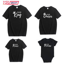 Camisas familiares a juego de algodón, ropa a juego para Familia, padre, madre, hija, hijo, ropa de bebé, camiseta, camisa King y Queen 2024 - compra barato