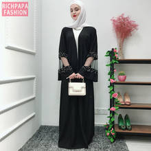 Рамадан, черная абайя, женское кимоно, мусульманское хиджаб, платье Jilbab Caftan Dubai, женское платье 2024 - купить недорого