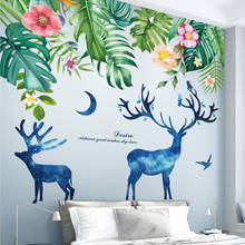 [shijuekongjian] Deer Animals Wall Stickers DIY Tree Leaves Wall Decals for Kids Bedroom Living Room Nursery Home Decoration 2024 - buy cheap