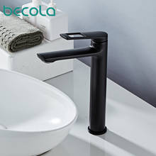 Becola-grifos de lavabo Monomando de latón cromado/Negro, grifos de baño de agua caliente y fría, Mezclador Alto/corto montado en cubierta 2024 - compra barato