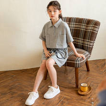 Girls Summer Clothes 2021 Kids Suit New Teen Clothes Set Baby Children Shirt and Shorts Button Cotton Casual,#6196 2024 - buy cheap