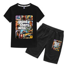 2-16Y Summer Grand Theft Auto Game GTA 5 T Shirt Shorts 2pcs Set Kids Casual Suit Baby Boys Sportsuit Girls Running Outfits 2024 - buy cheap