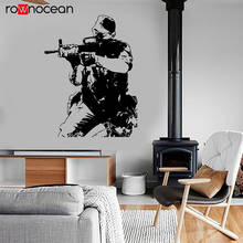 Modern Soldier Army Forces War Theme Wall Decal Vinyl Home Decor Room Gun Shooting Mural Art Decals Removable Wallpaper 3629 2024 - buy cheap