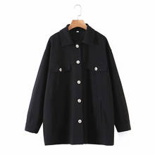 Merodi Women Autumn Casual Black Za Woolen Shirt Jackets Oversize Female Fashion Button Single Breasted Long Loose Outwear Chic 2024 - buy cheap