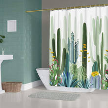 Tropical Plants Shower Curtain for Bathroom Decoration Green Cactus Printed Waterproof Polyester Fabric bath curtain 180X180cm 2024 - buy cheap