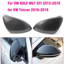 Tampa da capa do espelho retrovisor, de fibra de carbono/preto para vw golf vii mk7 gti 2014 2015 2016 2017 2018 touran 2024 - compre barato