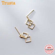 Trusta Cool-pendientes cuadrados de Plata de Ley 925 con cierre de tuerca, joyería de moda para mujeres, regalos de fiesta, DA460, S925 2024 - compra barato