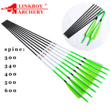 Linkboy arquearia 12 peças, flechas de carbono puro id100% mm com 5 polegadas, composto para tiro com arco tradicional de peru, caça 2024 - compre barato