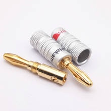 Conector de cabo de banana 4mm banhado a ouro 24k, conector com trava parafuso para adaptador de alto-falante de áudio hifi 2024 - compre barato