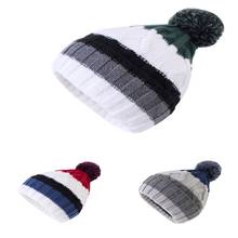 Connectyle Boys Girls Kids Classic Stripe Knitted Beanie Skull Cap Fleece Lined Winter Warm Earflap Daily Outdoor Hat With Pom 2024 - buy cheap