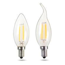 Bombilla Edison Vintage para candelabro, luz de filamento LED E14, 220V, 240V, 4W, 8W, 12W, C35/C35L, blanco frío/cálido 2024 - compra barato
