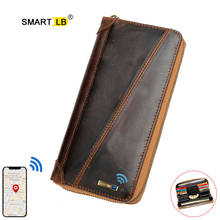 Smart Bluetooth-compatible Genuine Leather Wallet Long Zipper Men Cell Phone Clutch Bag Card Holder Wallets 2024 - buy cheap
