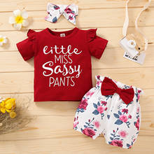 Newborn Baby Girls Summer Clothes Set Cotton Short Sleeve Floral Shorts Headband 3Pcs For New born Infant Clothing Outfit 2024 - buy cheap