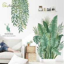 Adesivos de parede para decoração de sala, adesivo criativo de casa com folhas verdes frescas para decoração da parede do quarto e da sala de estar 2024 - compre barato