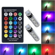 Venda superior 2 pçs t10 5050 rgb 7 cor led w5w 501 cunha do carro à prova dwaterproof água luz lateral Bulb-6SMD controle remoto atacado entrega rápida 2024 - compre barato