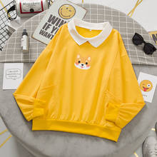 Estilo coreano shiba inu sweetshirt roupas estéticas oversize hoodie crewneck algodão moletom feminino kawaii sweetshirt para meninas 2024 - compre barato