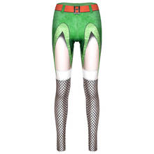 Natal elf leggings feminino natal feriado cosplay festa rave traje leggin outfit calças 3d impresso roupas de fitness 2024 - compre barato