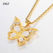 D & Z-collar con colgante de mariposa de acero inoxidable con diamantes de imitación, colgante de Color dorado, estilo Hip Hop, joyería de cuentas 2024 - compra barato