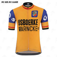 Professional team Men Retro Cycling Jersey Short Sleeve Maillot Yellow Road Bike Racing Clothing Ropa Ciclismo MTB Jerseys 2024 - buy cheap