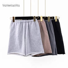 Summer new Womens Biker Shorts elastic waist vintage solid gym Shorts with pockets Female casual workout short Joggers Camel 2024 - buy cheap