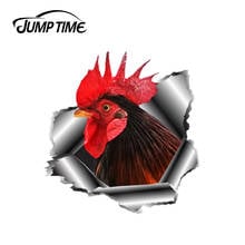 Jump Time 13cm x 12.6cm 3D Rooster Car Sticker Pet Funny Car Decoration Torn Metal Decal Windows Reflective Car Styling 2024 - buy cheap