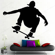 Skateboarder skate adesivo de parede vinil skate decalque da parede decoração da sua casa removível arte mural hj1126 2024 - compre barato
