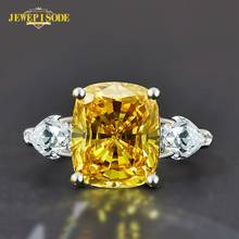 Jewepisode 11ct 10x12MM Solid 925 Sterling Silver Citrine Lab Moissanite Engagement Ring Cocktail Fine Jewelry Rings for Women 2024 - buy cheap