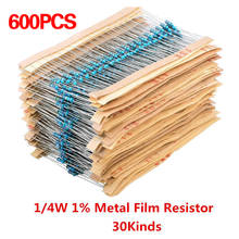 Kit de resistencias Vintage de Metal 10R 1M Ohm, película de Metal, surtido de resistencias, 600 Uds., Metal, resistencia, 30 valores, 1% 2024 - compra barato