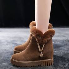 Bota de neve feminina antiderrapante, calçado com plataforma casual de algodão veludo preto, marrom 2024 - compre barato
